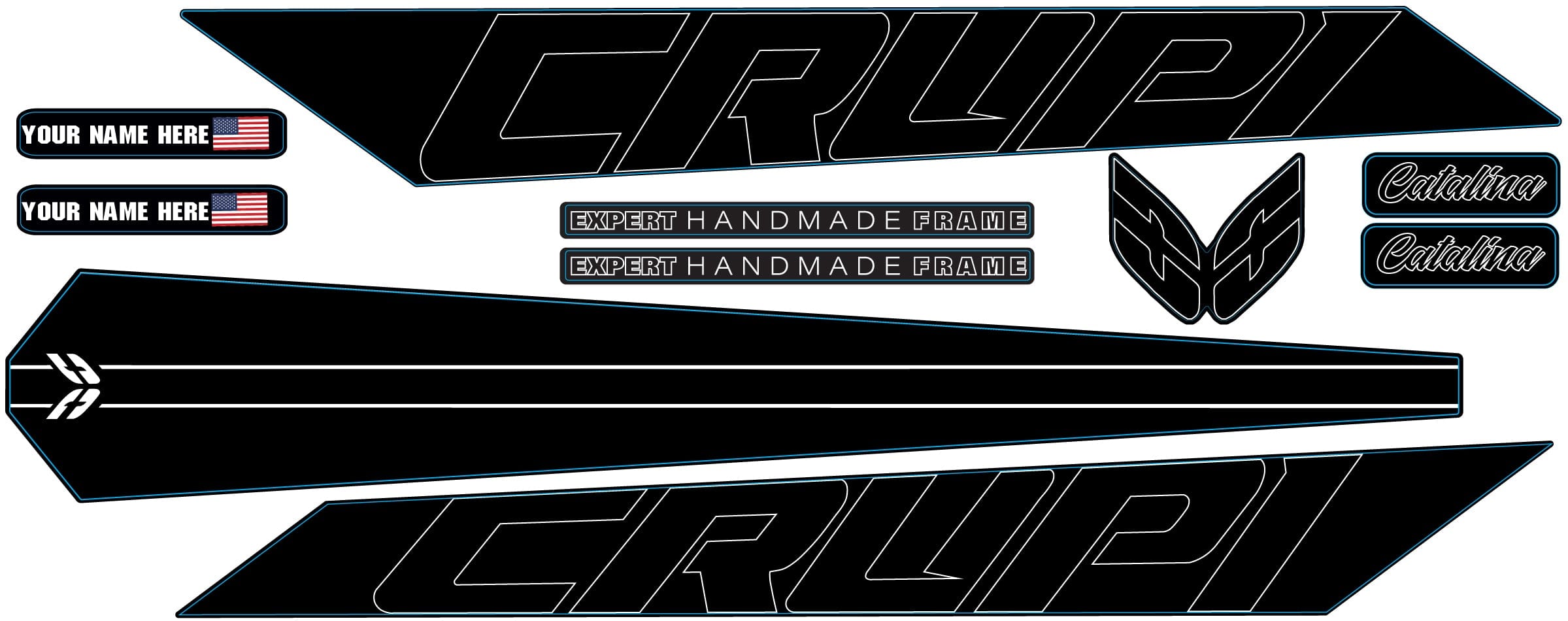 Crupi BMX Decals All Black 2024 Catalina Frame Decal