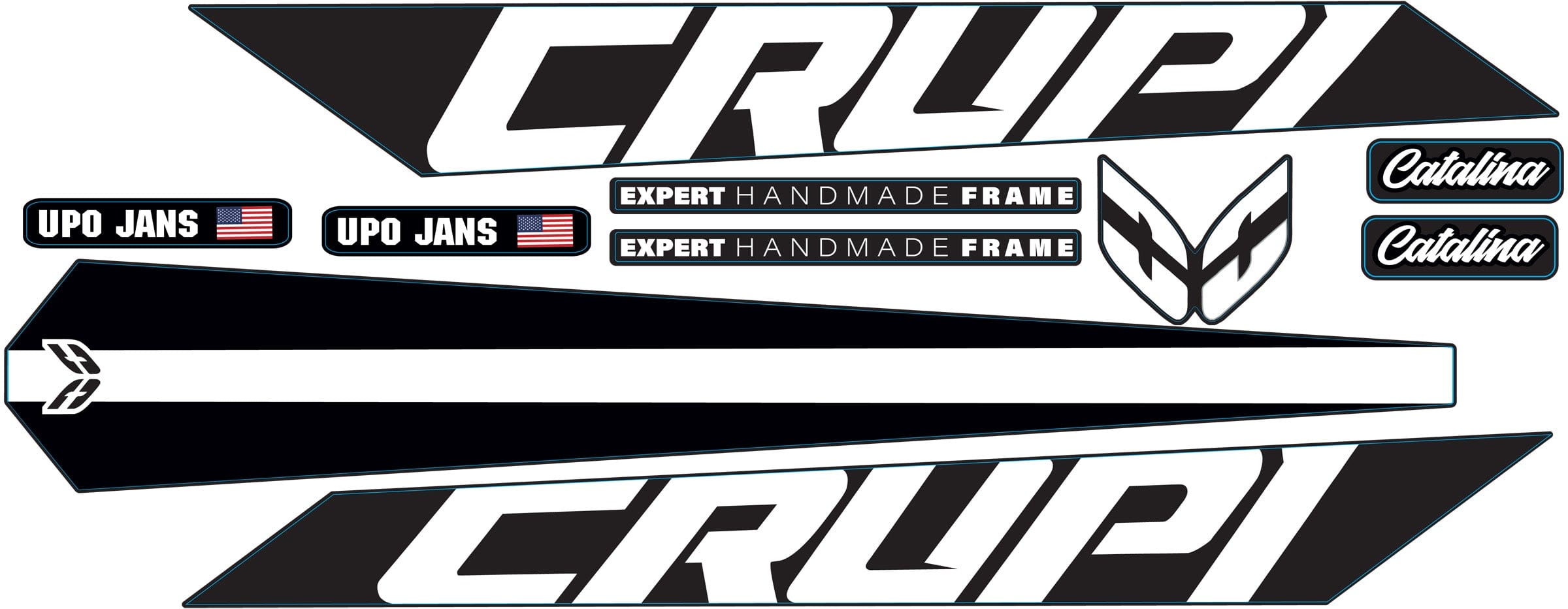 Crupi BMX Decals Black wWhite 2024 Catalina Frame Decal