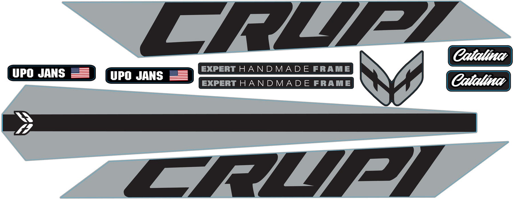 Crupi BMX Decals Grey 2024 Catalina Frame Decal