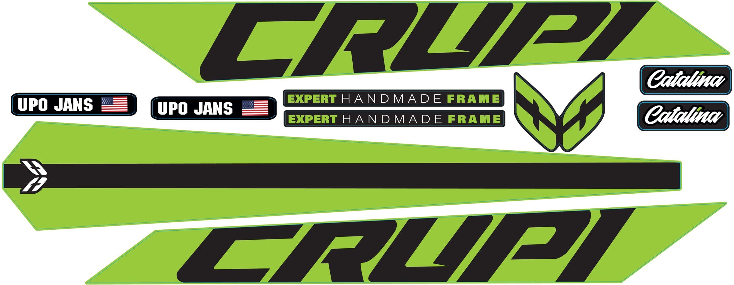Crupi BMX Decals Green 2024 Catalina Frame Decal