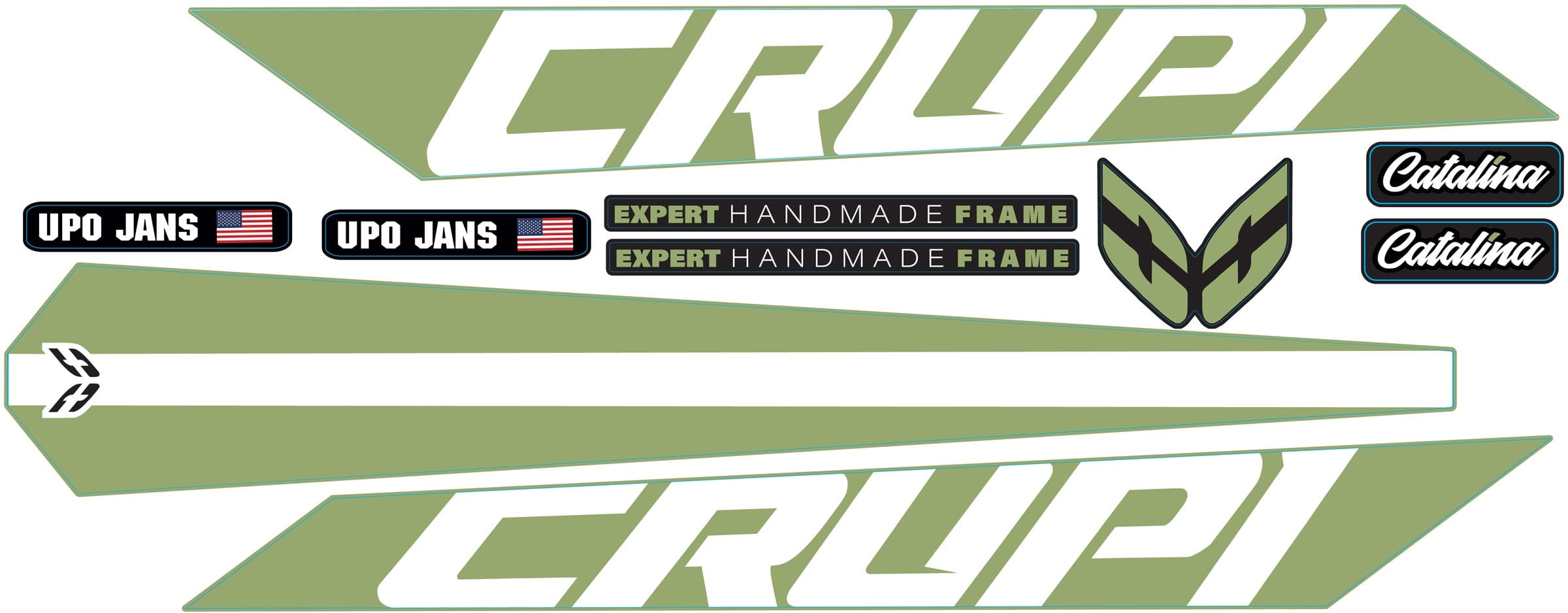 Crupi BMX Decals Sage wWhite 2024 Catalina Frame Decal
