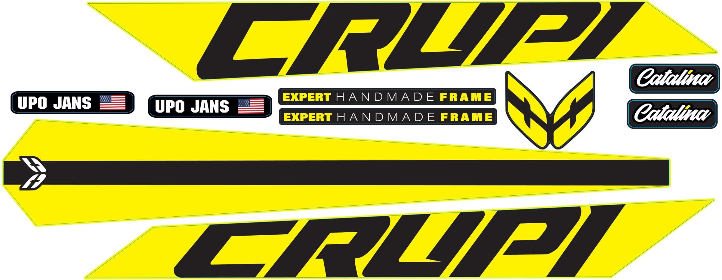 Crupi BMX Decals Yellow 2024 Catalina Frame Decal