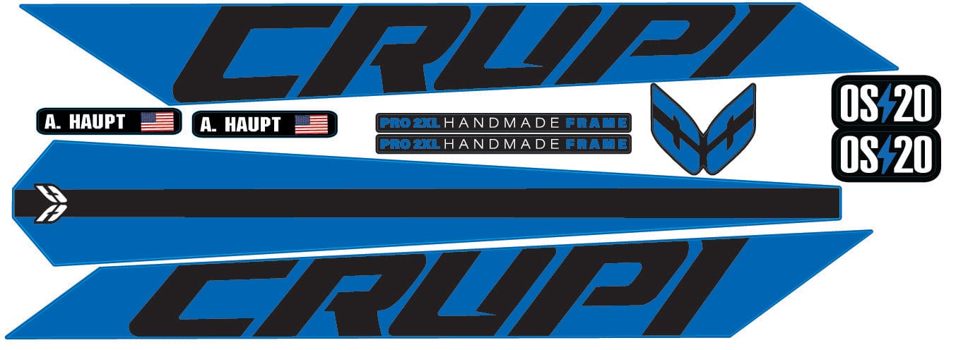 Crupi BMX Decals Blue 2024 OS20 Frame Decals
