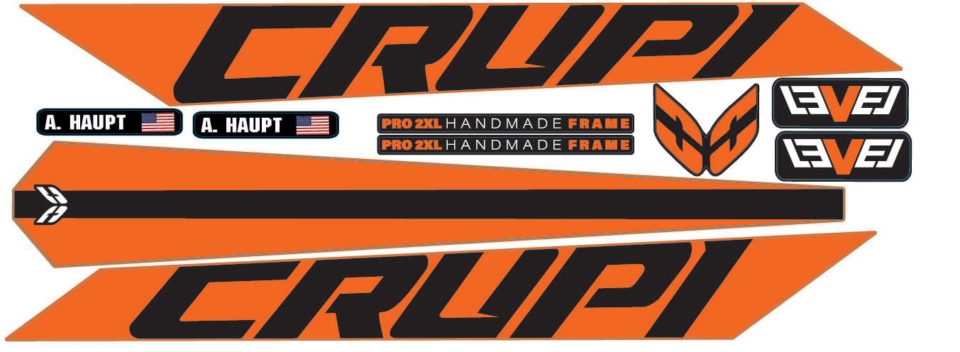 Crupi BMX Decals Orange 2024 Level Frame Decals