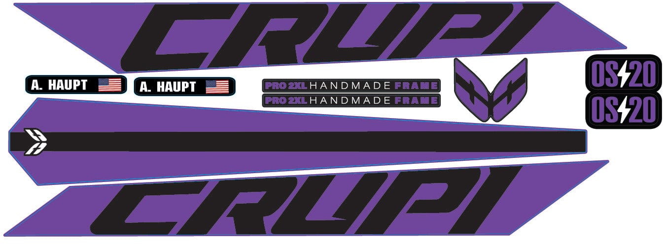 Crupi BMX Decals Purple 2024 OS20 Frame Decals