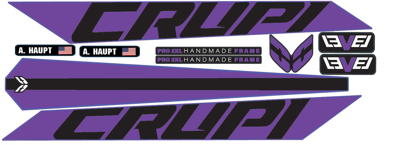 Crupi BMX Decals Purple 2024 Level Frame Decals
