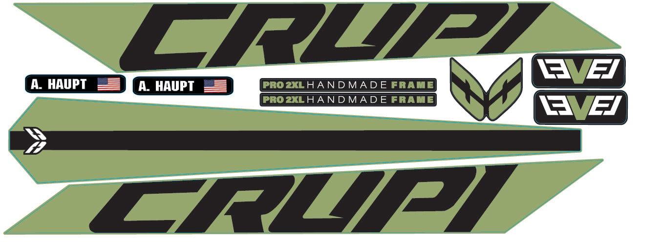 Crupi BMX Decals Sage wBlack 2024 Level Frame Decals
