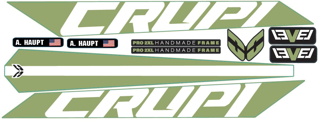 Crupi BMX Decals Sage wWhite 2024 Level Frame Decals