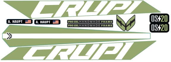 Crupi BMX Decals Sage wWhite 2024 OS20 Frame Decals