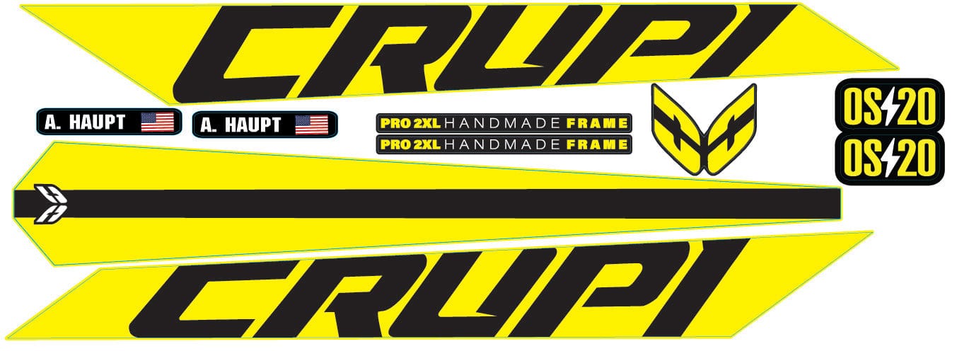 Crupi BMX Decals Yellow 2024 OS20 Frame Decals