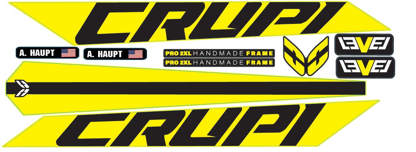 Crupi BMX Decals Yellow 2024 Level Frame Decals