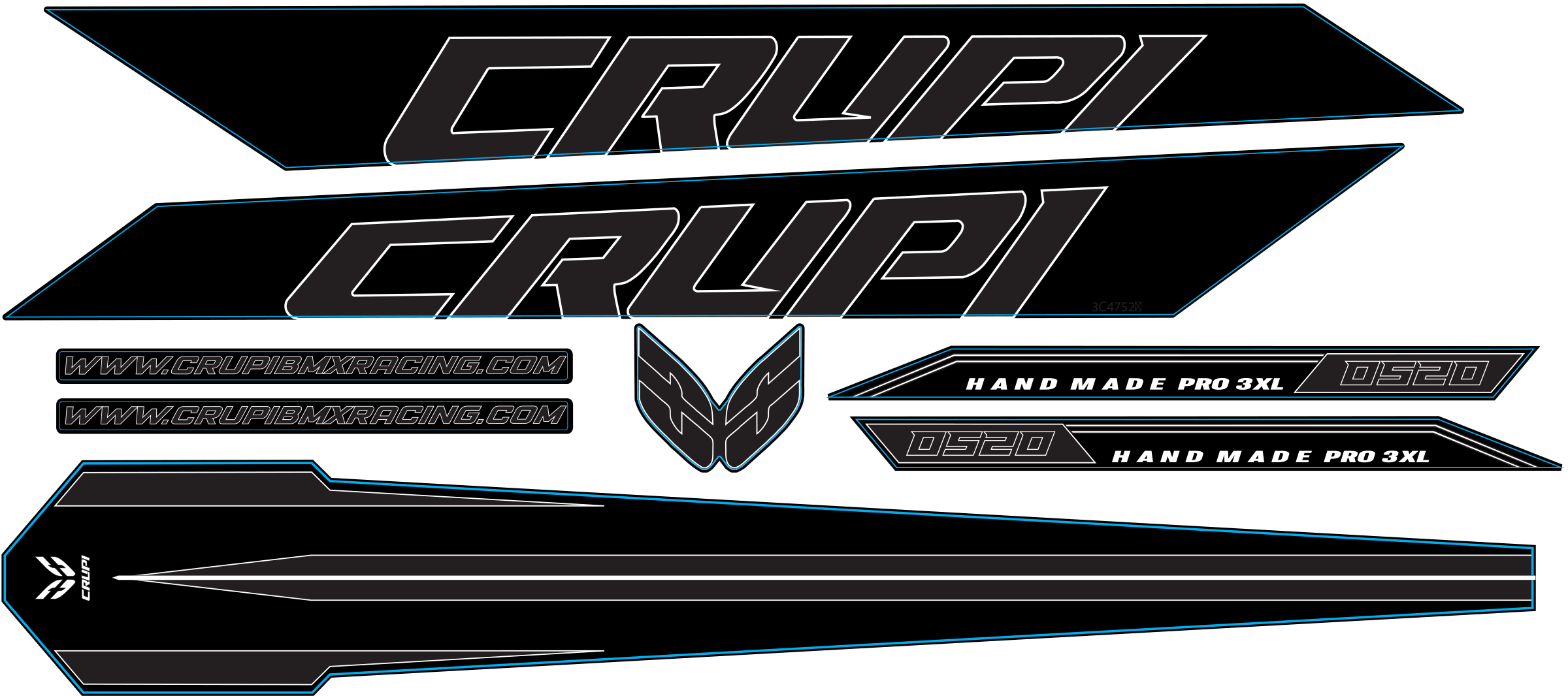 Crupi BMX Decals 2025 OS20 Frame Decals