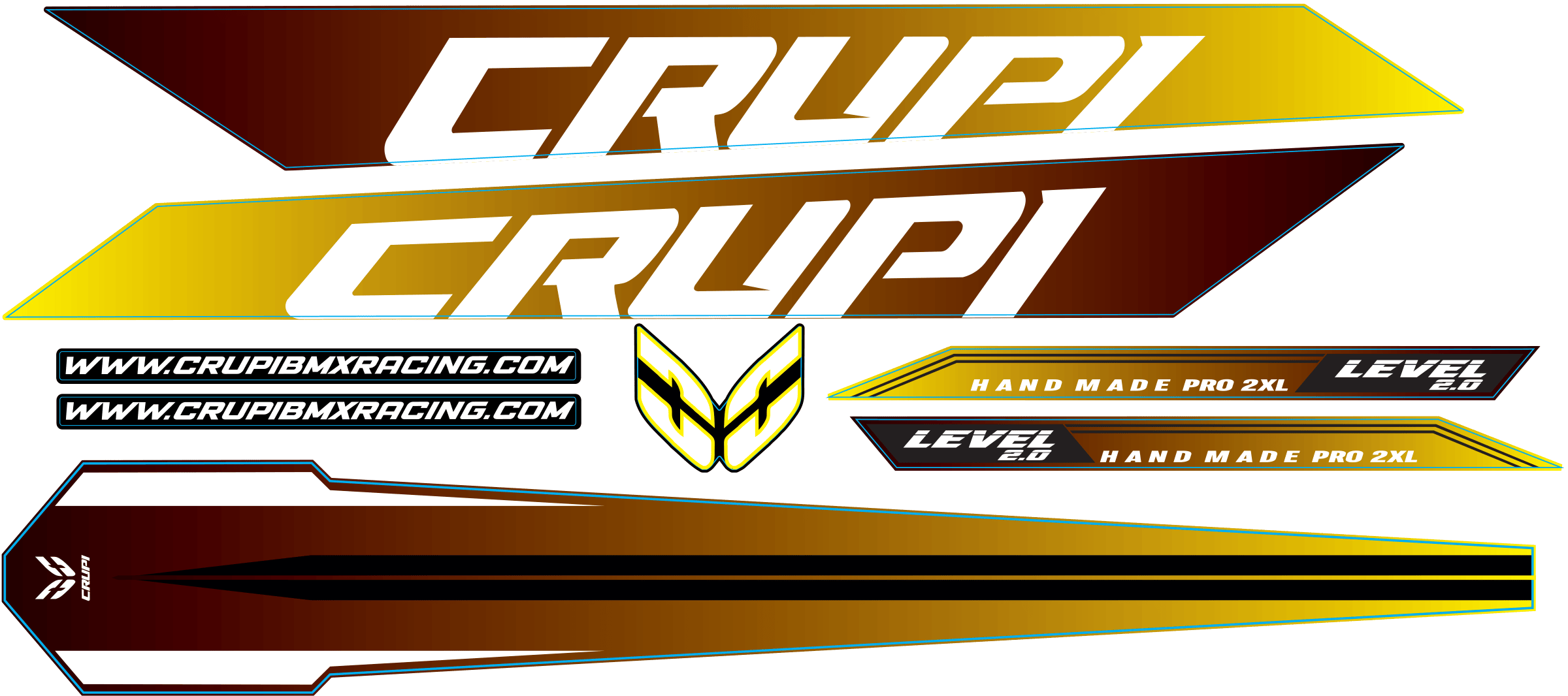 Crupi BMX Decals BlackGold Fade 2026 Level 2.0 Frame Decals