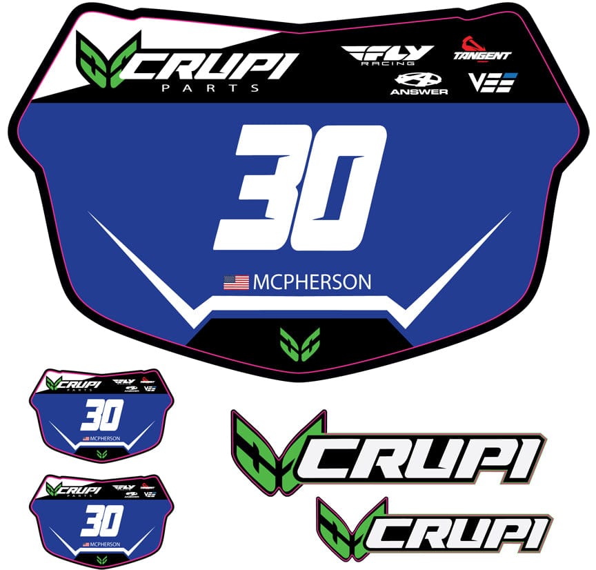 Crupi BMX Decals Mini Plate / Blue w/Wht # Custom Number Plate Decals