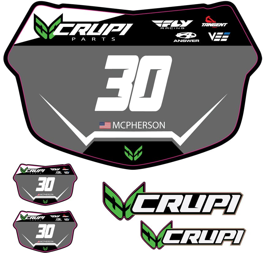 Crupi BMX Decals Mini Plate / Grey w/Wht # Custom Number Plate Decals