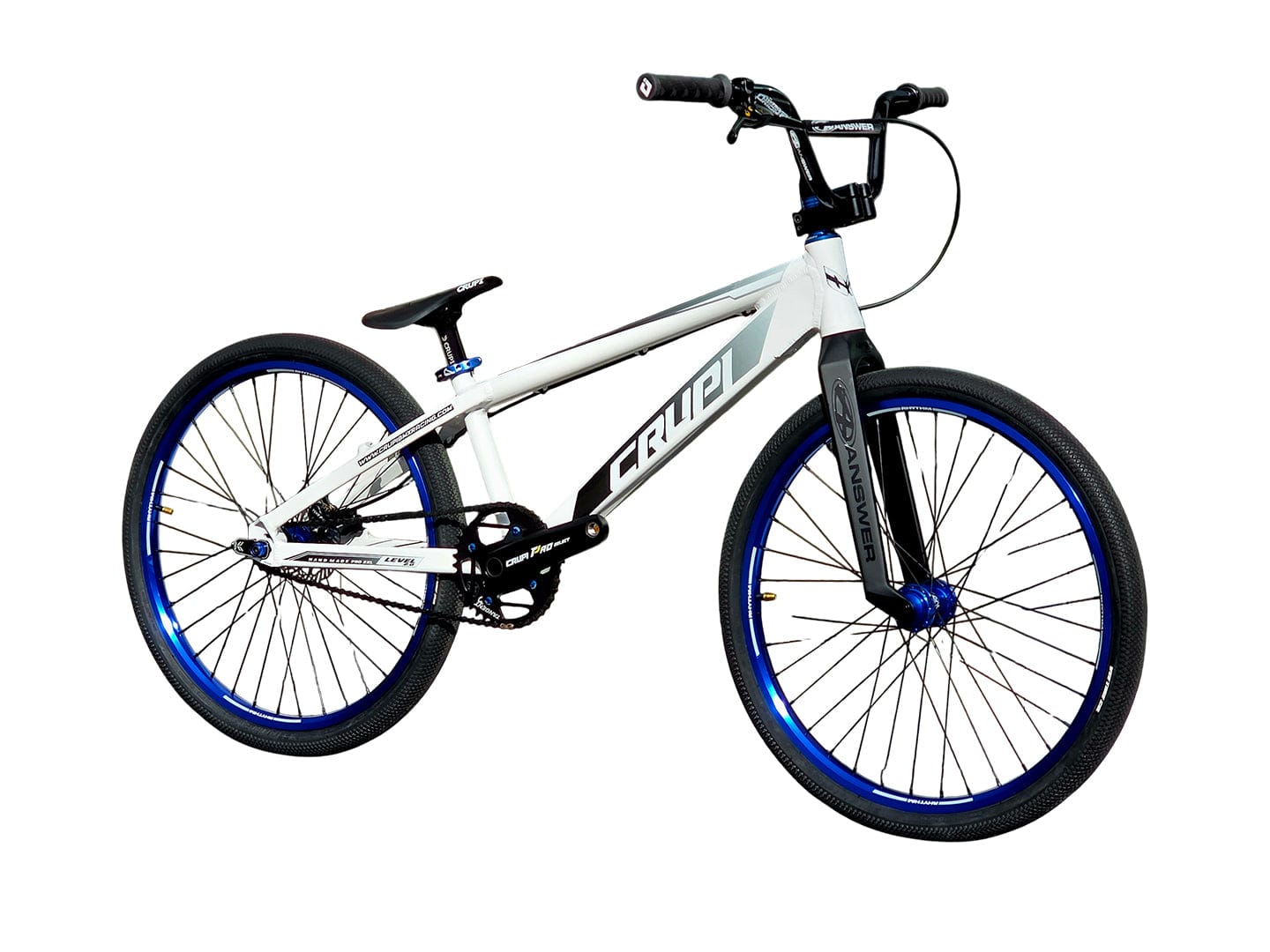 Crupi BMX Complete Bike White / with Blue parts / with Black/White Fade decals Level 2.0 Pro Cruiser Complete Bike