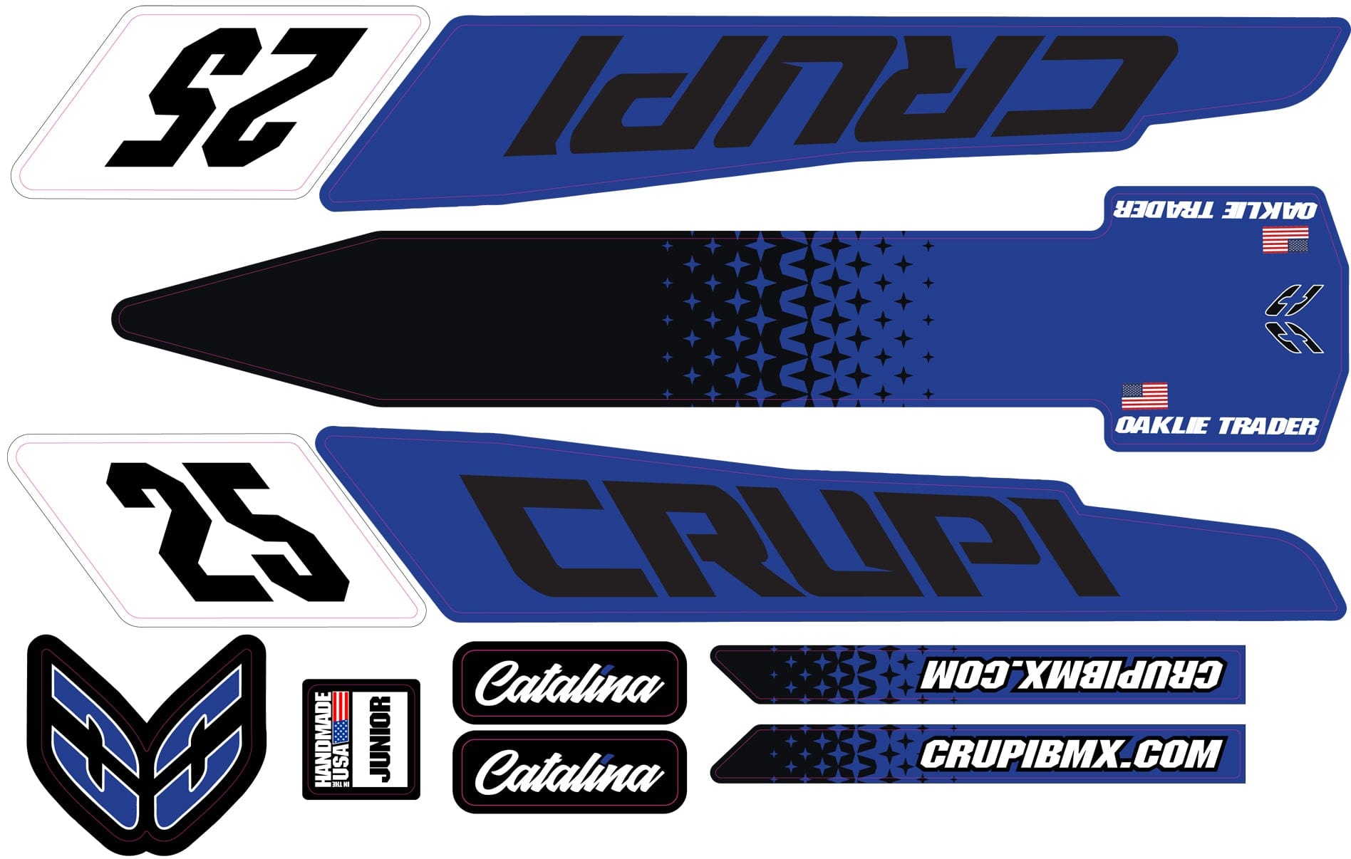 Crupi BMX Decals Micro / Blue/Black 2020 - 2023 CUSTOM Crupi Catalina Frame Decals