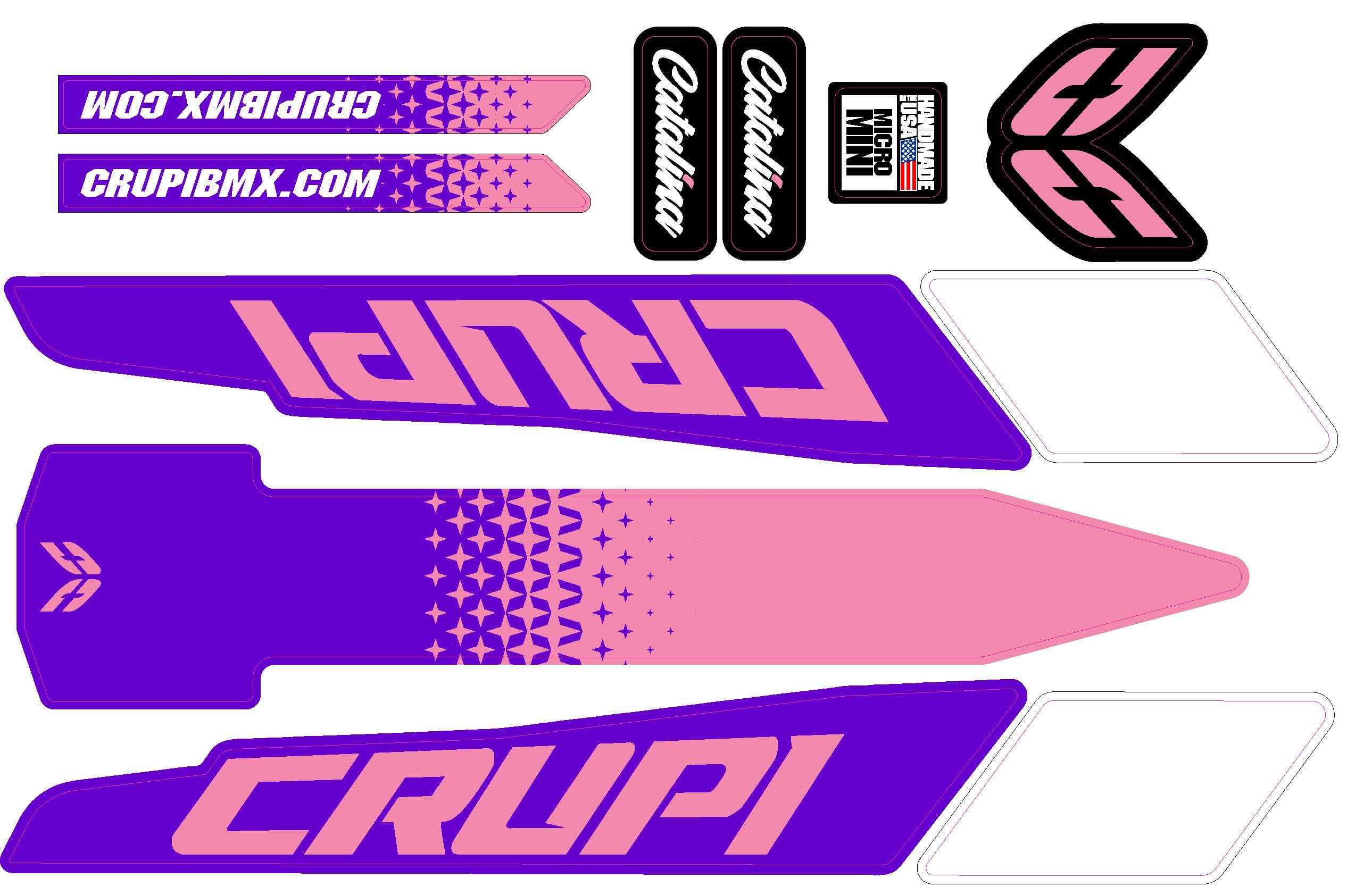 Crupi BMX Decals Micro / Purple/Pink 2020 - 2023 Crupi Catalina Frame Decals