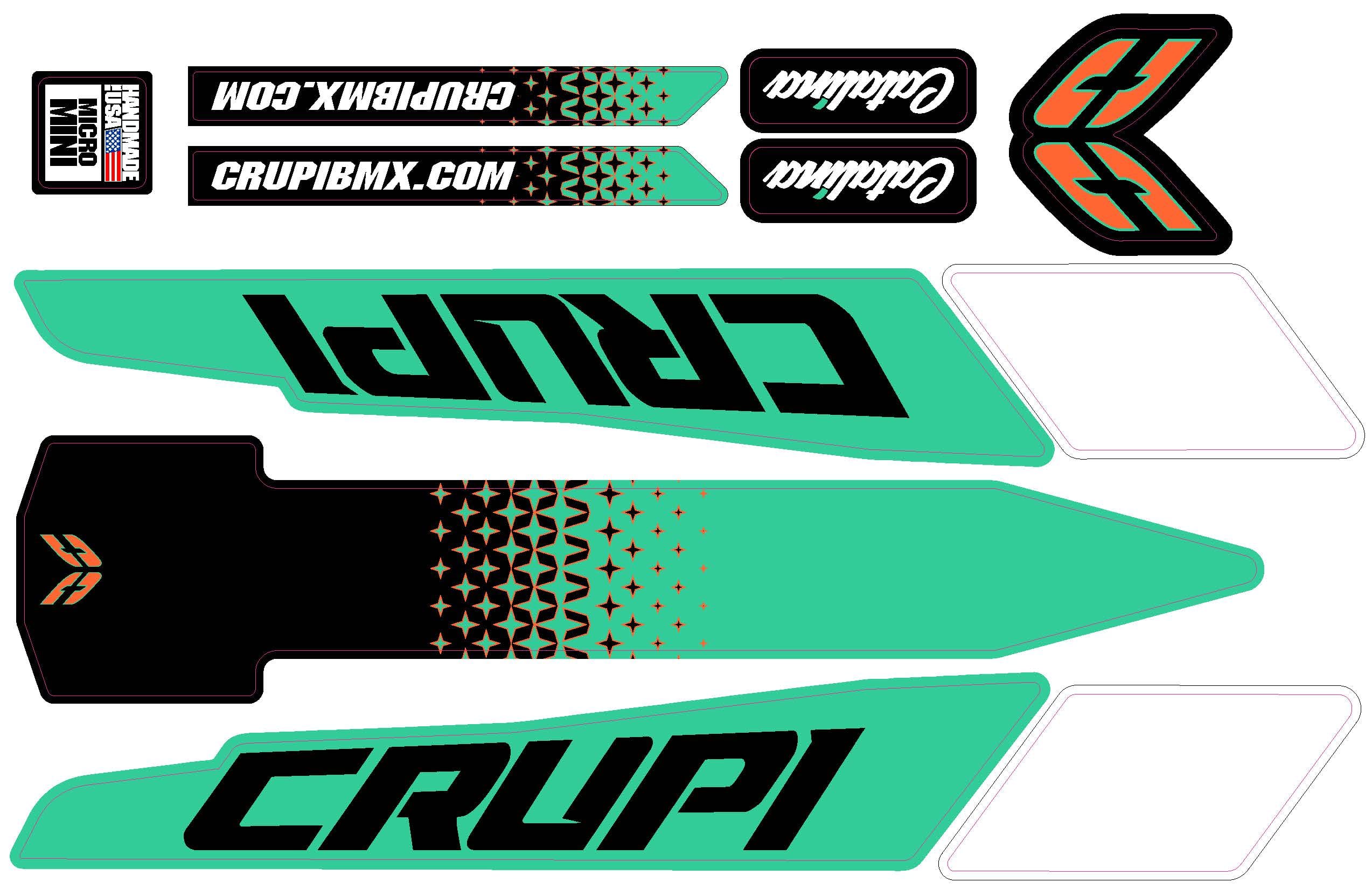 Crupi BMX Decals 2020 - 2023 Crupi Catalina Frame Decals