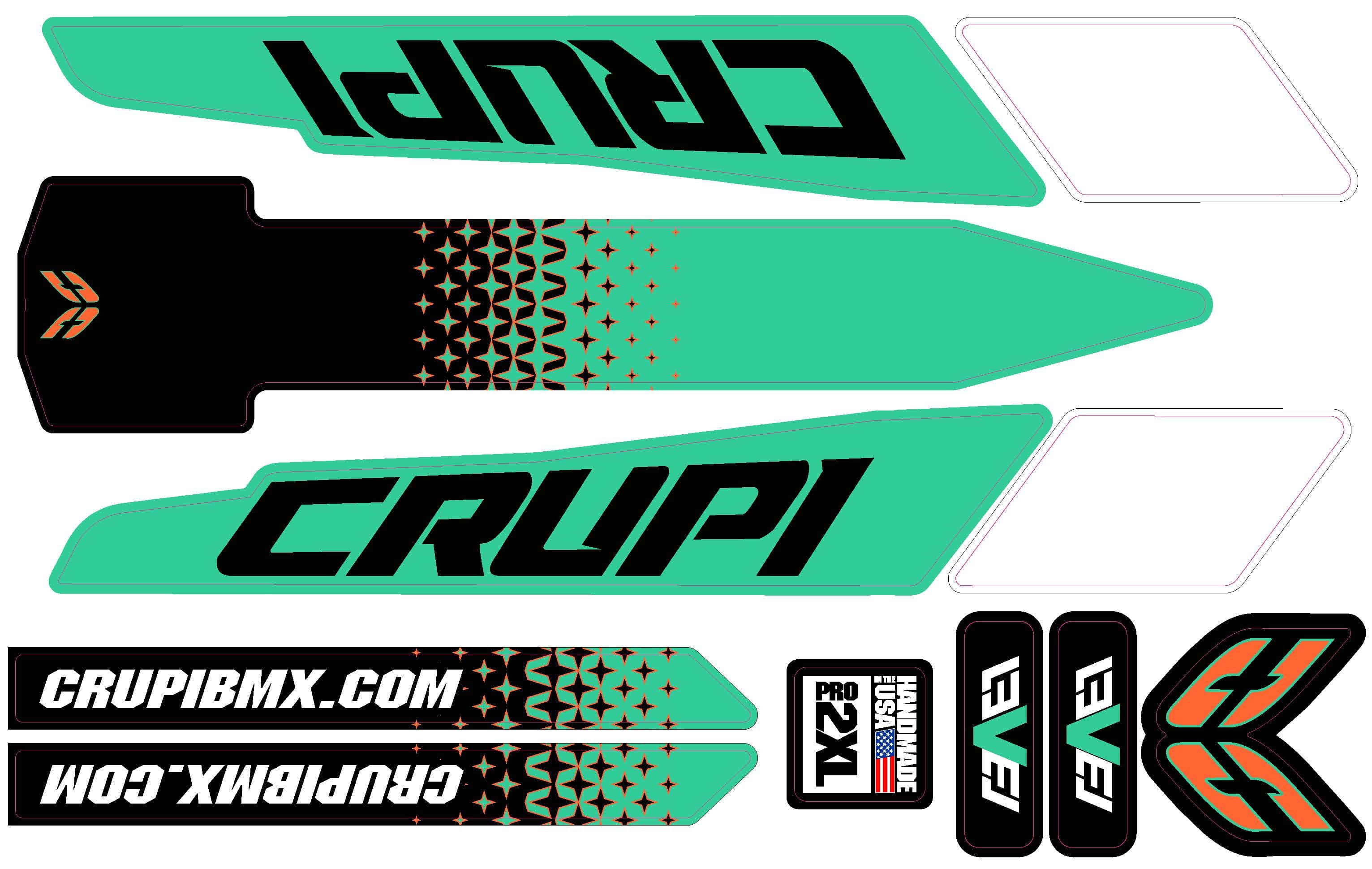Crupi BMX Decals 2020 - 2023 Crupi Level Frame Decals