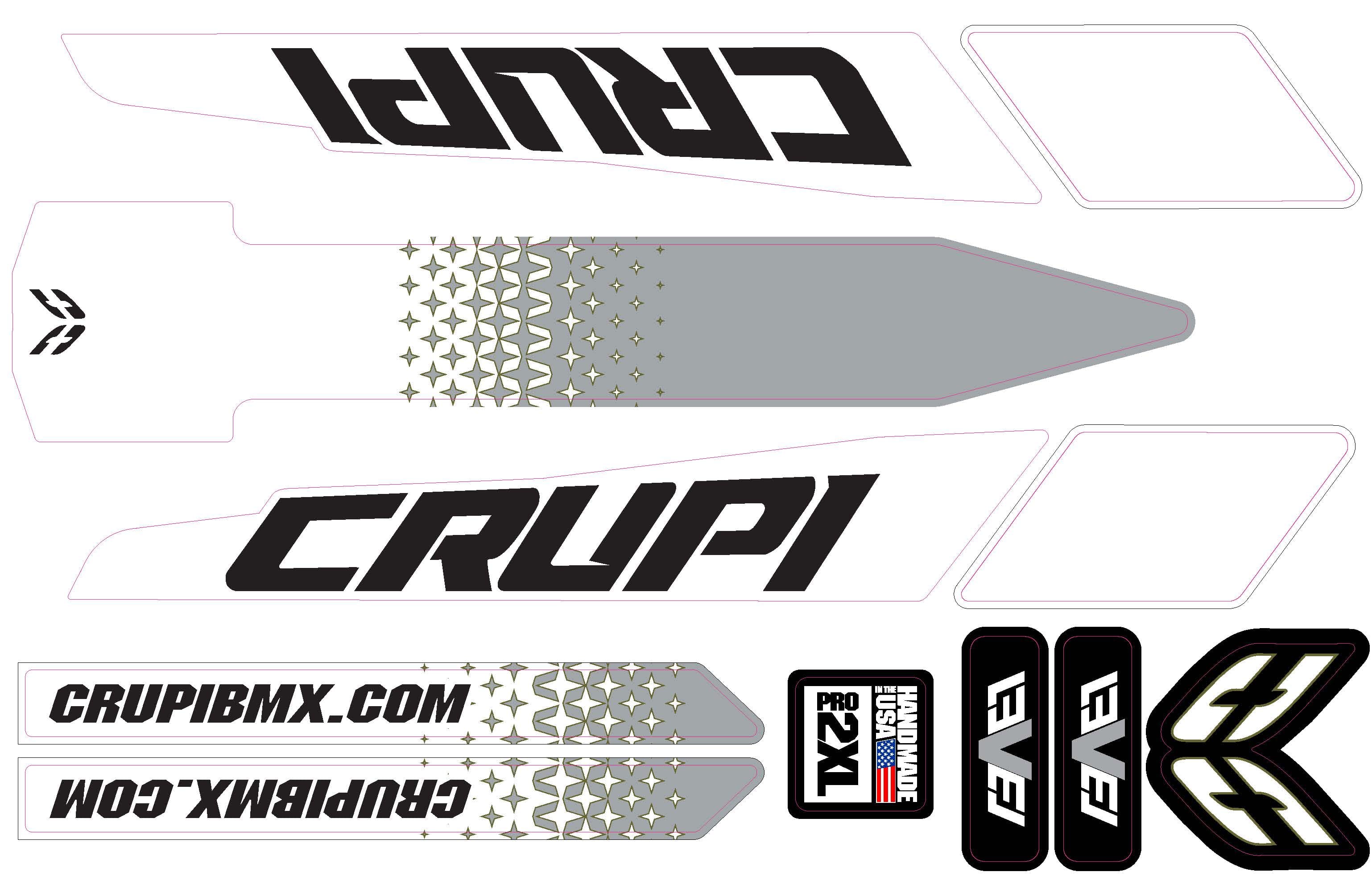 Crupi BMX Decals 2020 - 2023 Crupi Level Frame Decals