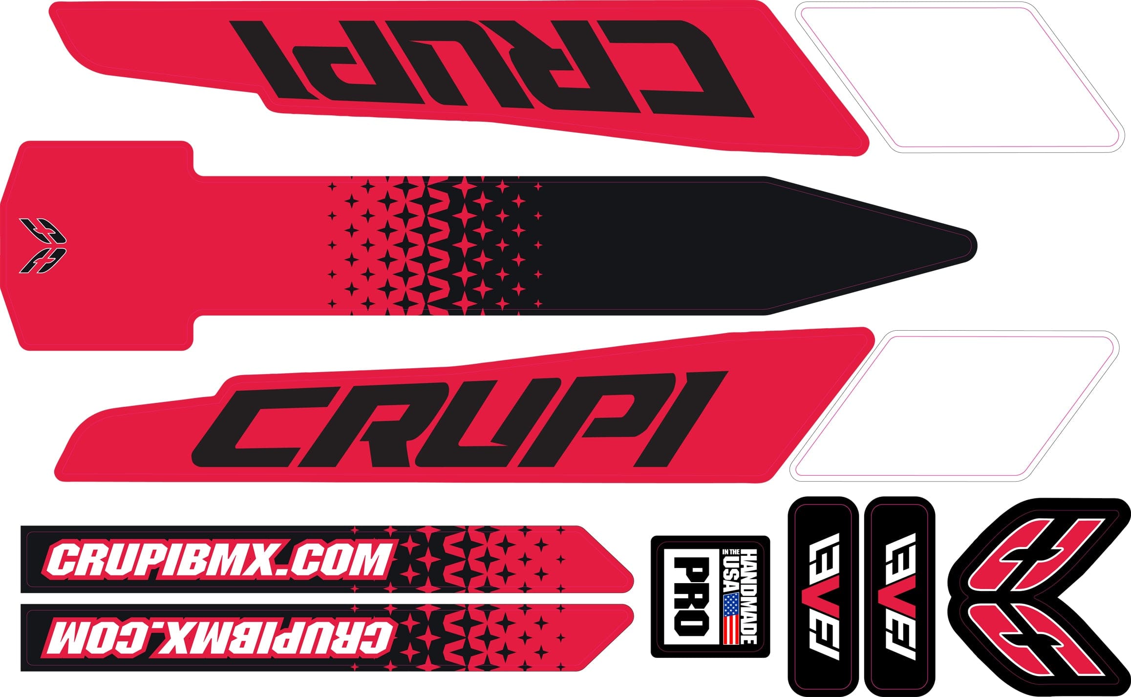Crupi BMX Decals Pro / Red/Black 2020 - 2023 Crupi Level Frame Decals