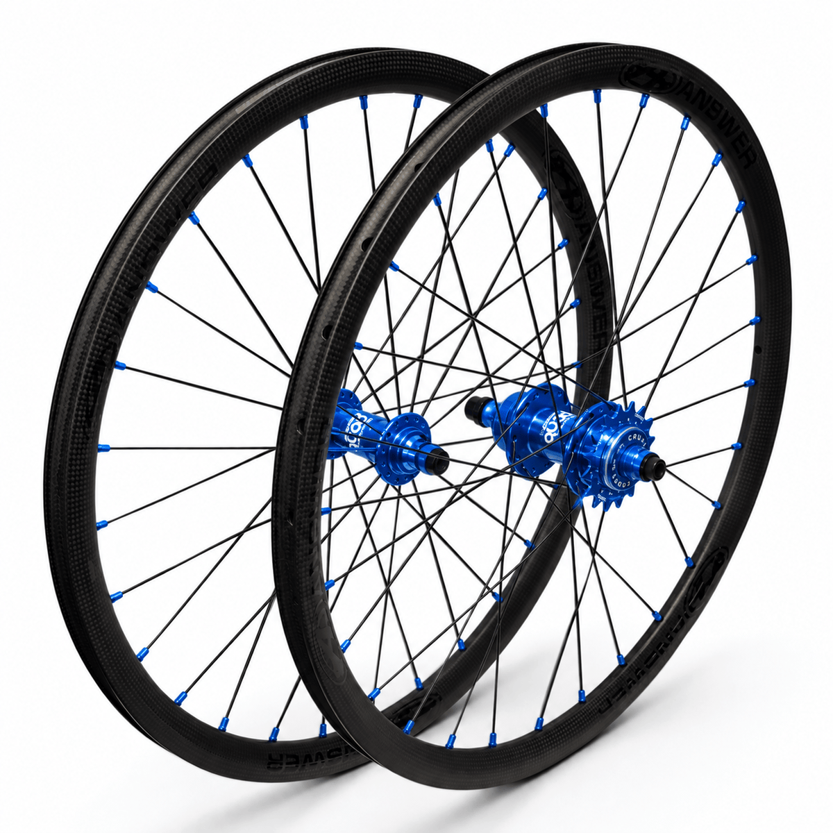 Crupi Parts Wheels 28H 20" Mini/Expt 451mm Disc Only / Black/Blue Answer Crupi Carbon Mini 28H CL Wheelsets