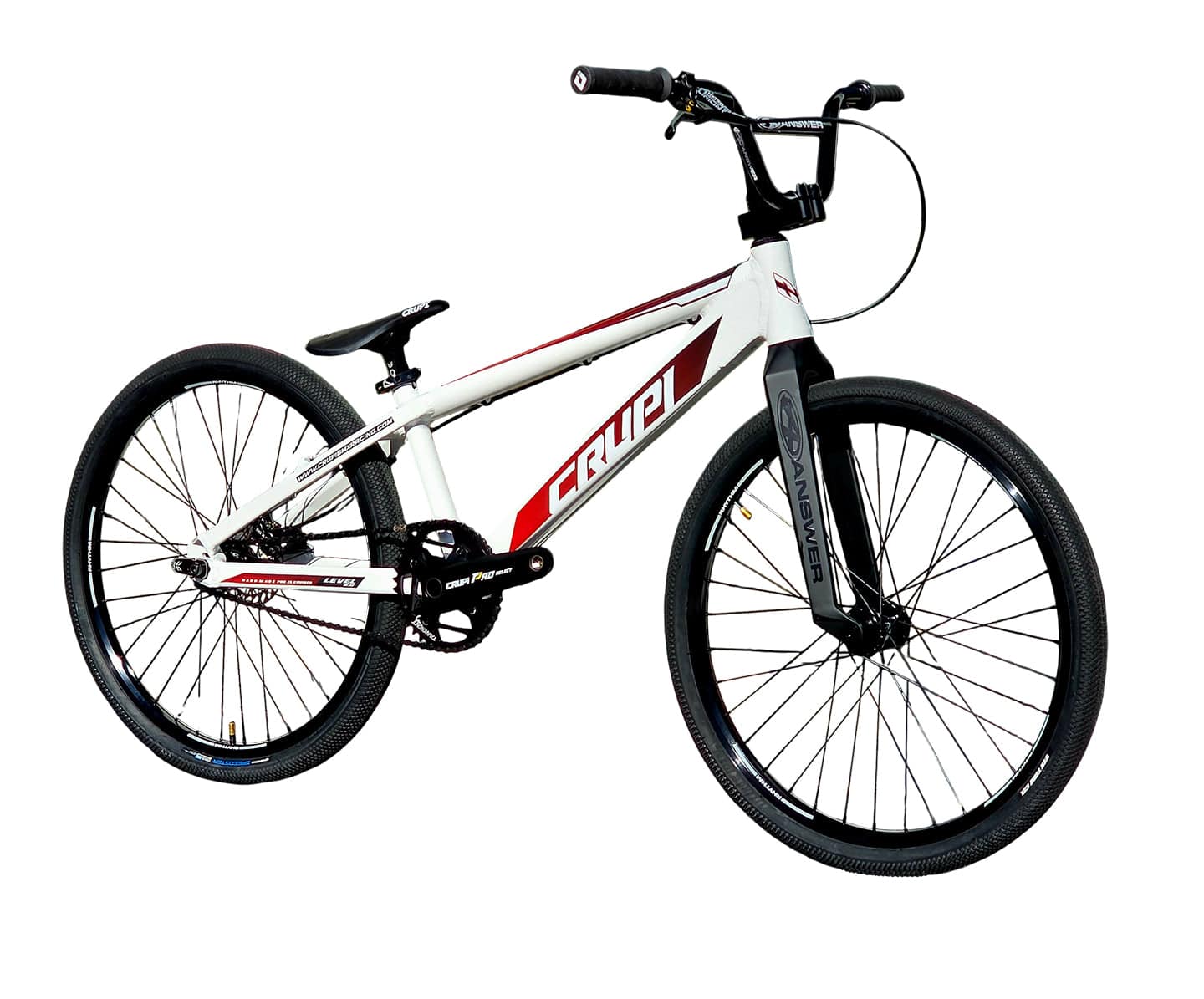 Crupi BMX Complete Bike White / with Black parts / with Red/Black Fade decals Level 2.0 Pro Cruiser Complete Bike