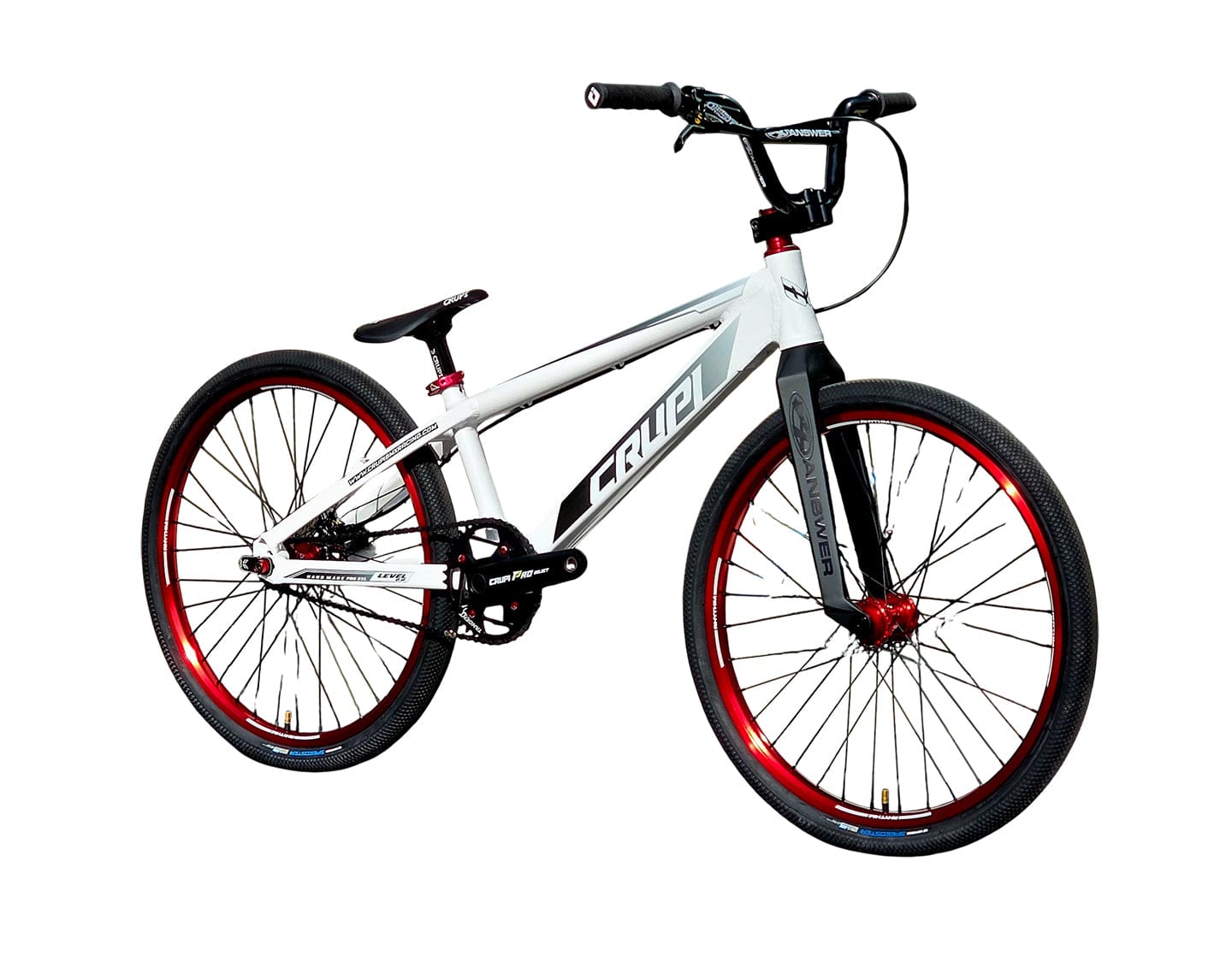 Crupi BMX Complete Bike White / with Red parts / with Black/White Fade decals Level 2.0 Pro Cruiser Complete Bike