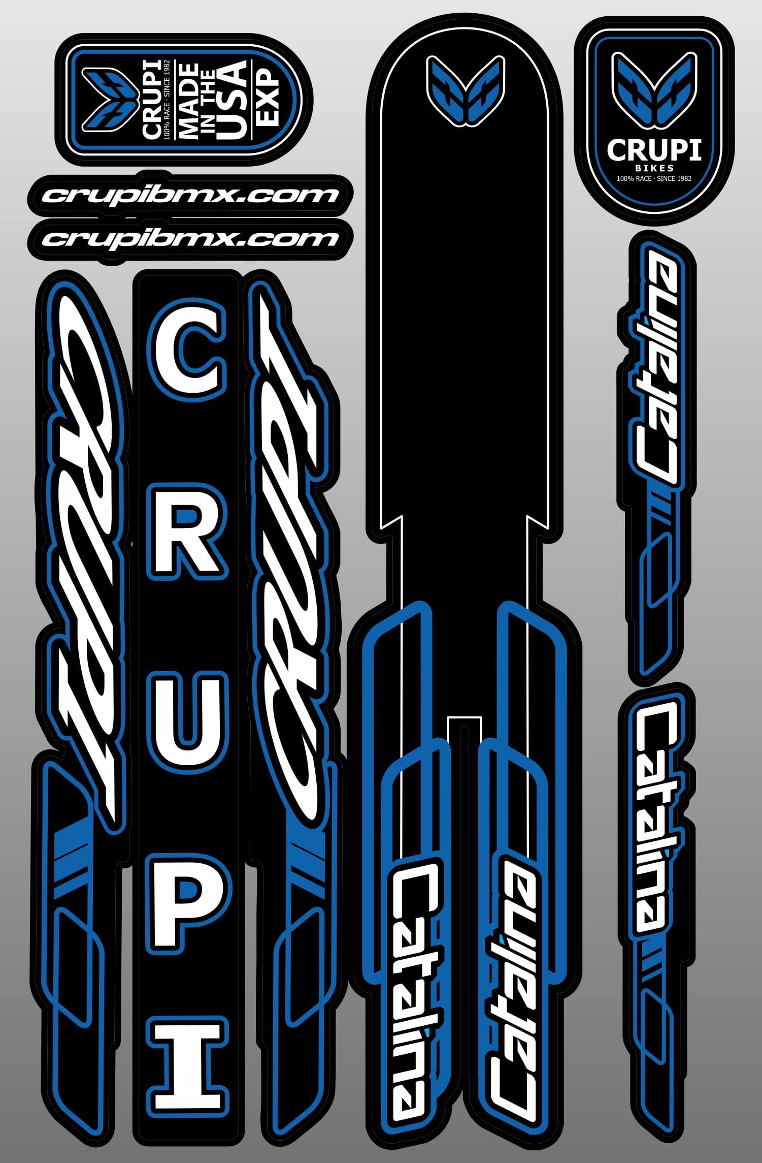 Crupi BMX Decals Micro / Black/Blue 2018 Frame Decals